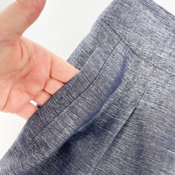 Ann Taylor Linen Blend Navy A-Line Skirt Size 10 Pleated Old Money Academia - Picture 12 of 13